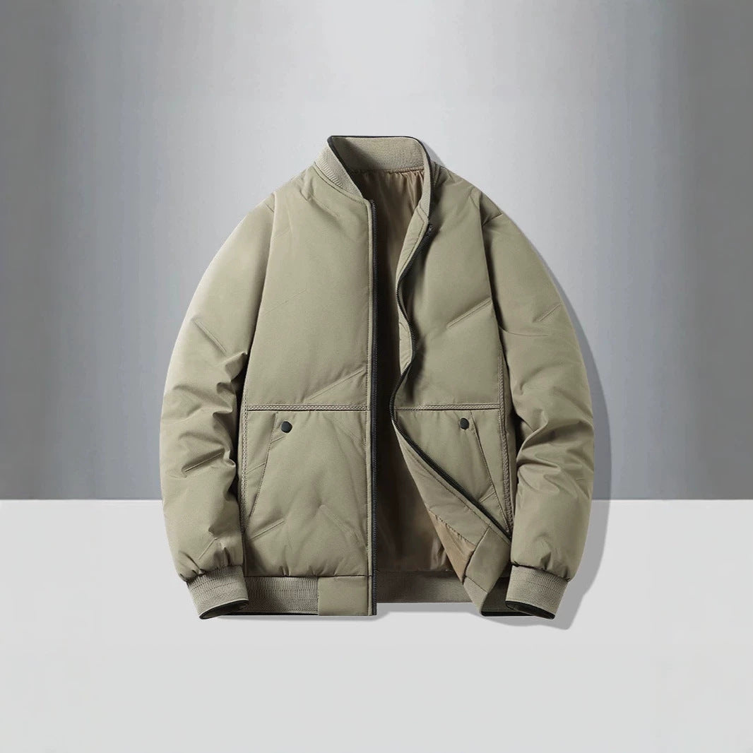 Men's Padded Thermal Bomber Jacket with Stand Collar, Zipper & Insulating Padding Mune Fashion