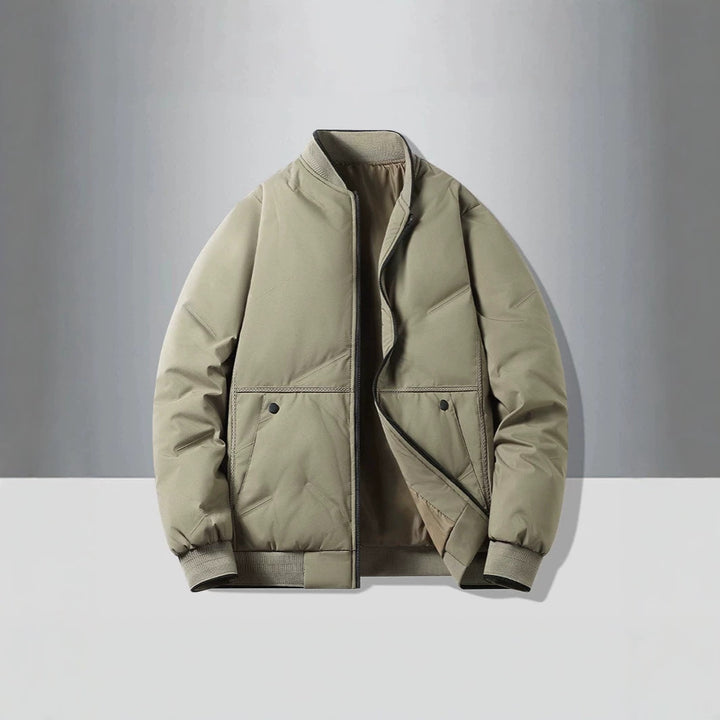 Men's Padded Thermal Bomber Jacket with Stand Collar, Zipper & Insulating Padding Mune Fashion