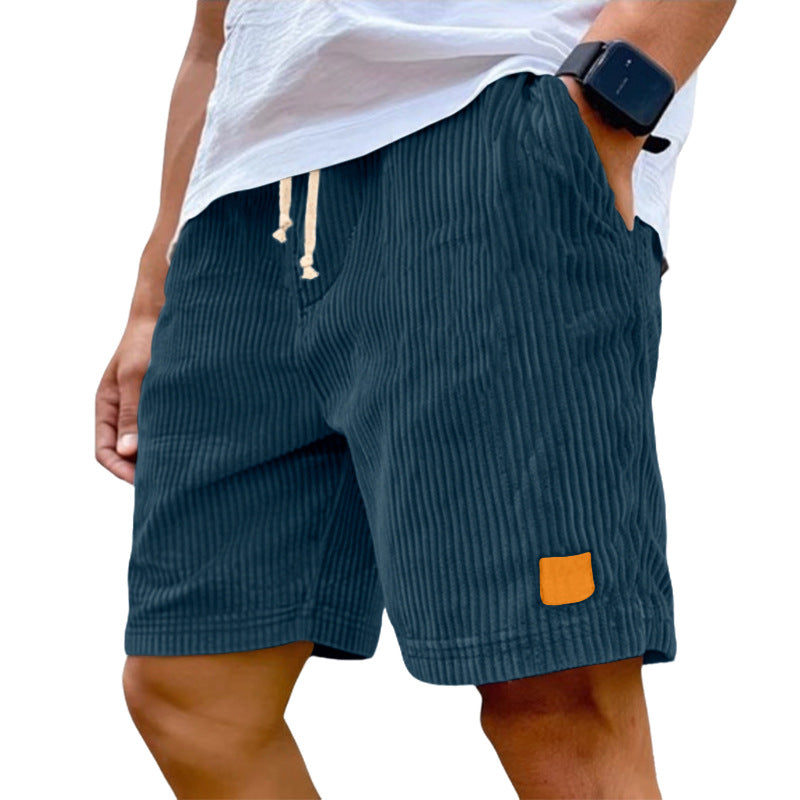 Men's fine corduroy shorts with elastic drawstring waistband, drawstring and deep side pockets Mune Fashion