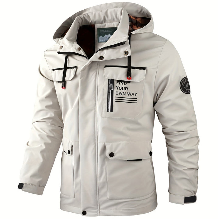 Men's light softshell parka with water-repellent coating, hood and multifunctional pockets Mune Fashion