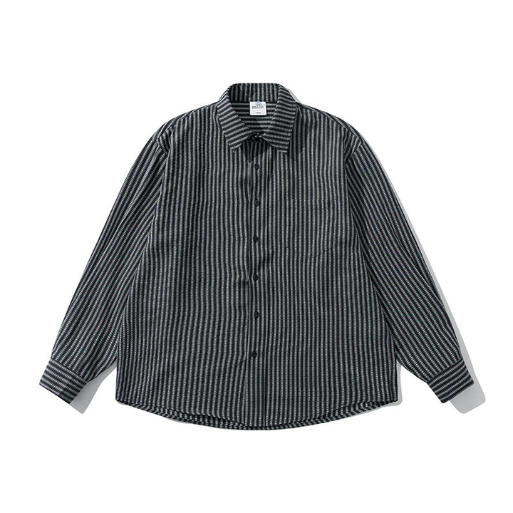 Men's Loose Striped Boxy Shirt made of Cotton Blend with Chest Pocket Mune Fashion