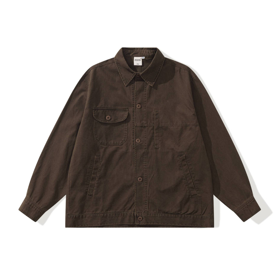 Men's Boxy Canvas Utility Blouson Jacket with Large Flap Pockets Mune Fashion