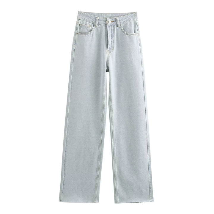 Women's high-waisted wide-leg jeans with wide leg and vintage wash Mune Fashion