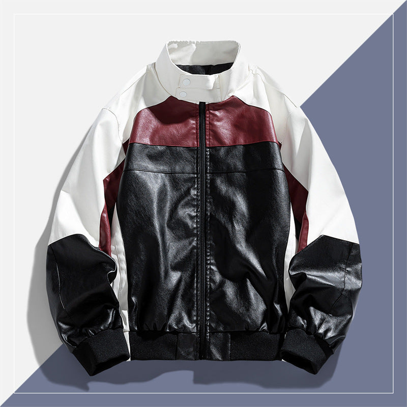 Women Trendy Biker Jacket in Color Block Style Mune Fashion
