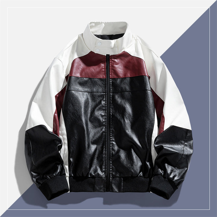 Women Trendy Biker Jacket in Color Block Style Mune Fashion