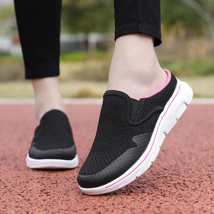 Women's open heel slipper with seamless mesh fabric, padded comfort insole, and shock-absorbing lightweight sole Mune Fashion