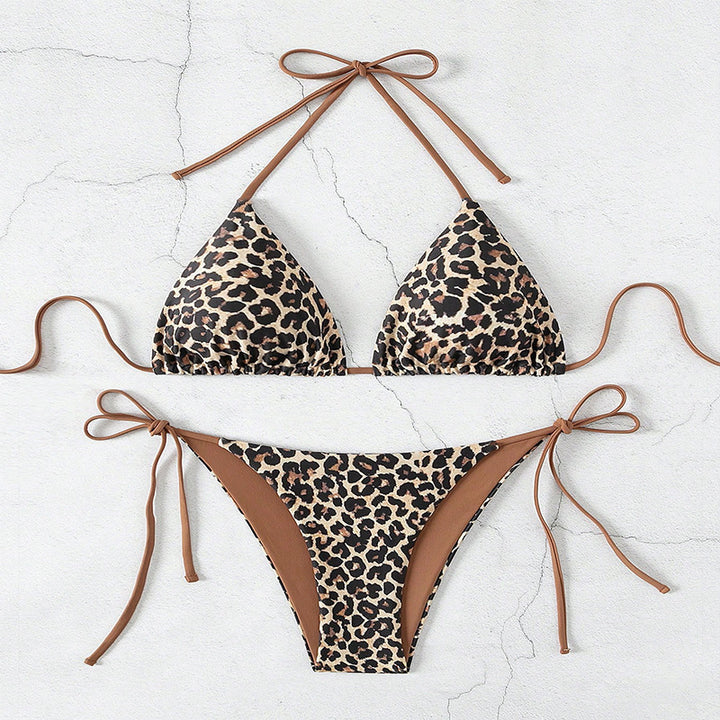 Women's triangle bikini with animal print and adjustable ties Mune Fashion