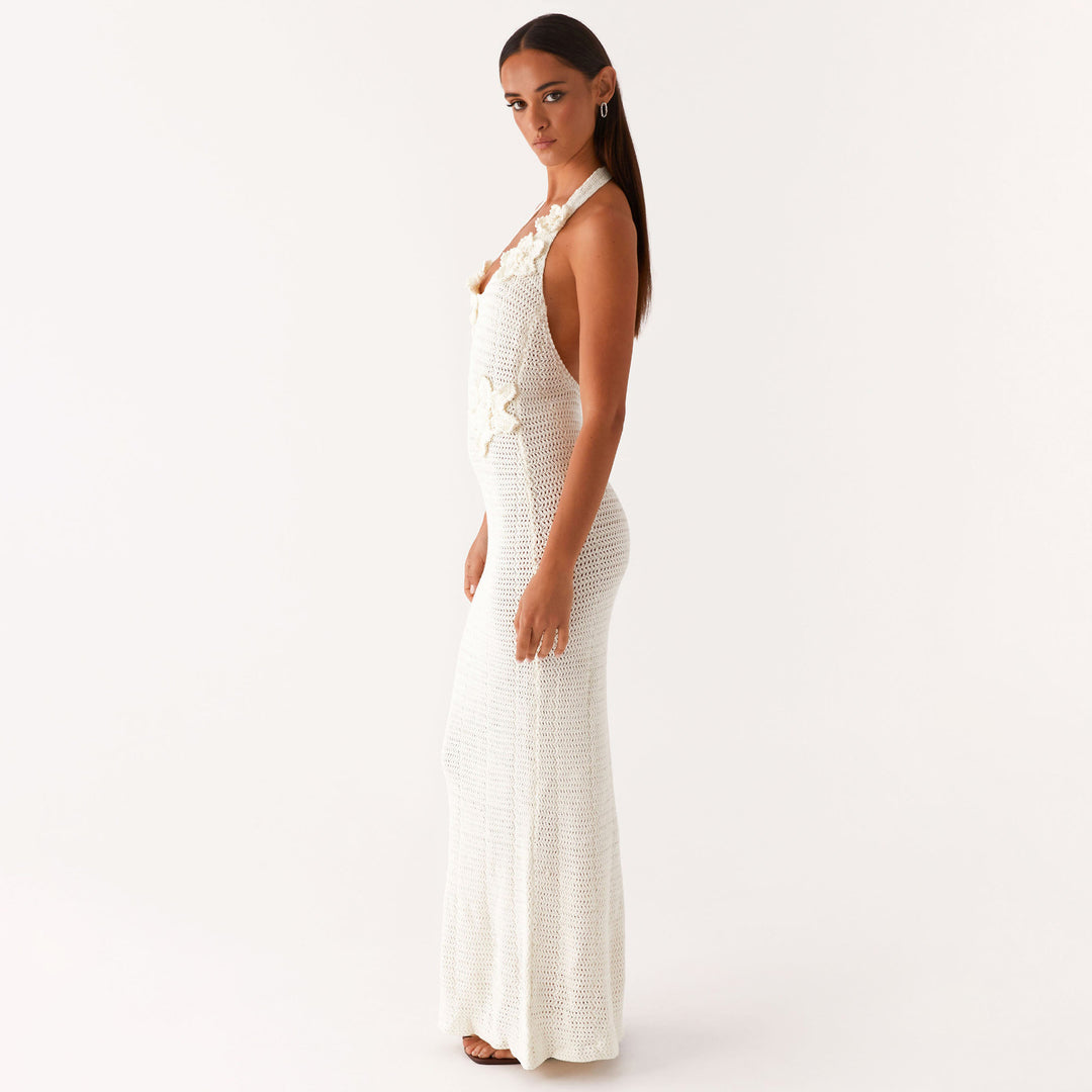 Women's crochet maxi dress with floral design Mune Fashion