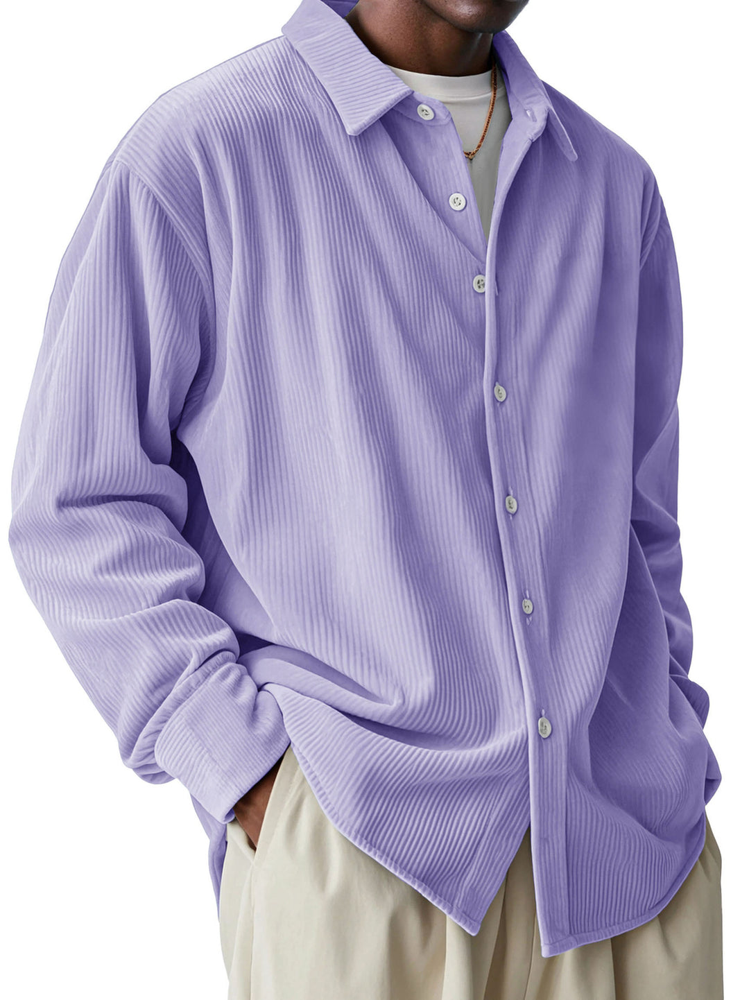Men's oversized cord shirt with fine ribbed texture and relaxed fit Mune Fashion