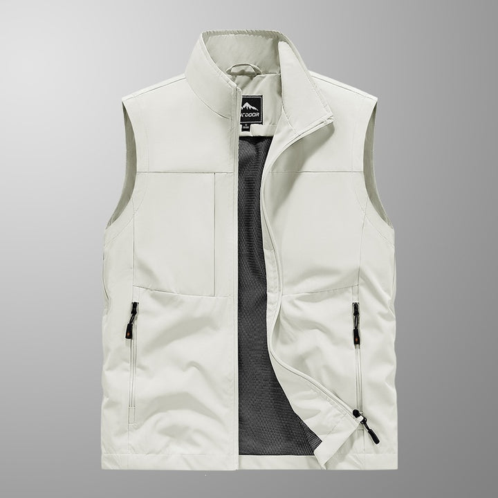 Men's utility vest with multi pockets, stand-up collar & breathable mesh lining Mune Fashion