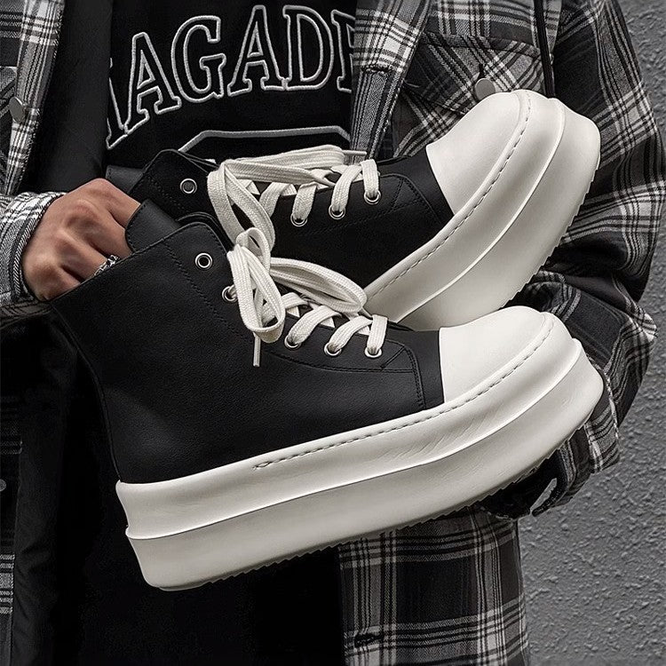 Unisex High-Top Platform Sneaker made of leather with sculpted platform sole Mune Fashion