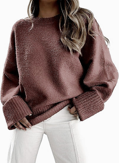 Women's Oversized Boucle Knit Sweater with Drop Shoulder and Wide Cuffs Mune Fashion