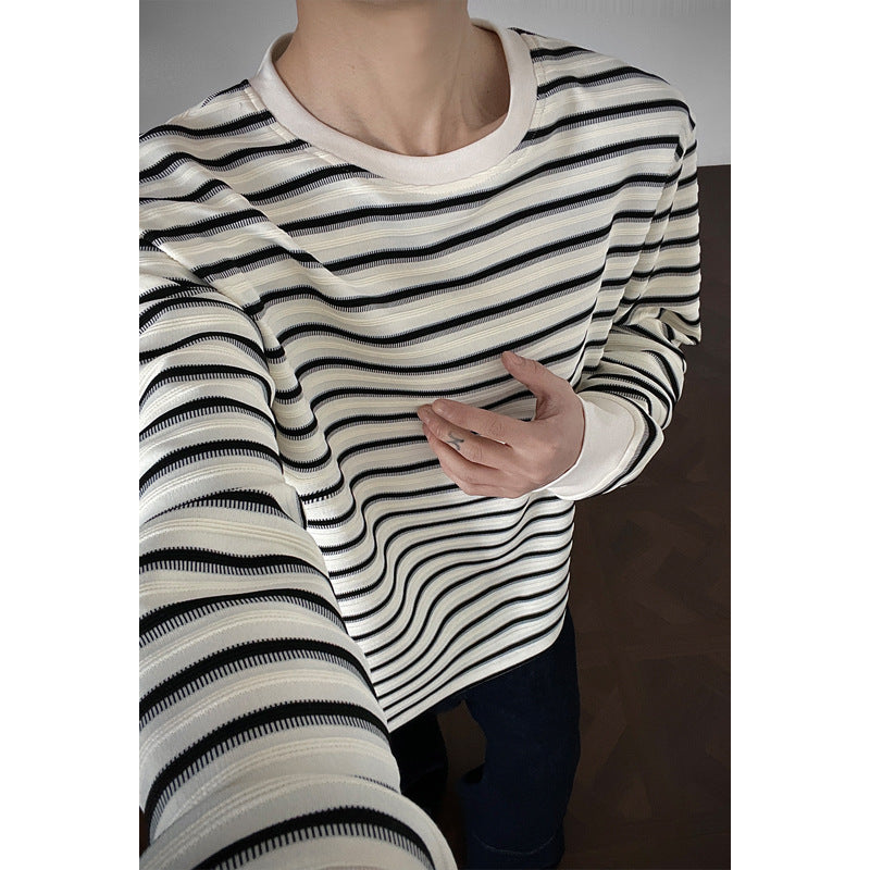 Men's Casual Striped Long Sleeve Shirt Mune Fashion
