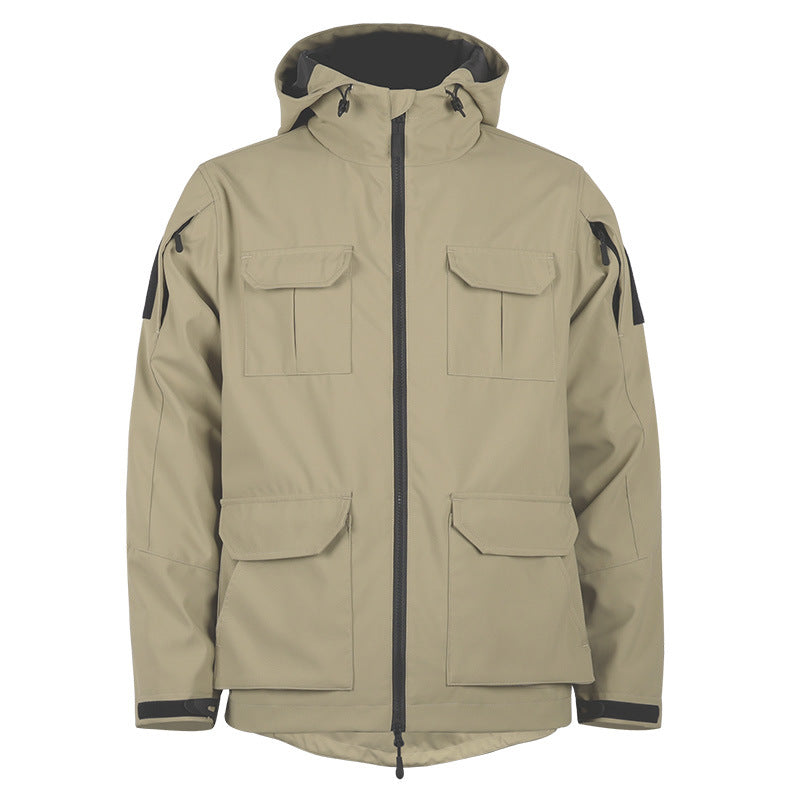 Men's  technical hooded utility field jacket with four flap cargo pockets and two-way zipper Mune Fashion