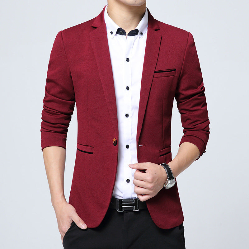 Men's fitted single-button blazer with narrow lapels and stretch content Mune Fashion