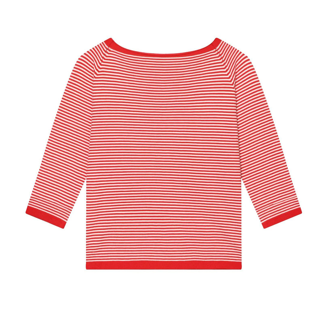 Women Maritime Striped Boatneck Shirt with Three-Quarter Sleeves Mune Fashion
