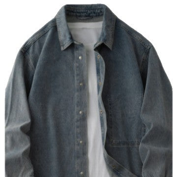 Men's overshirt jacket made of washed denim with snap button placket and relaxed fit Mune Fashion