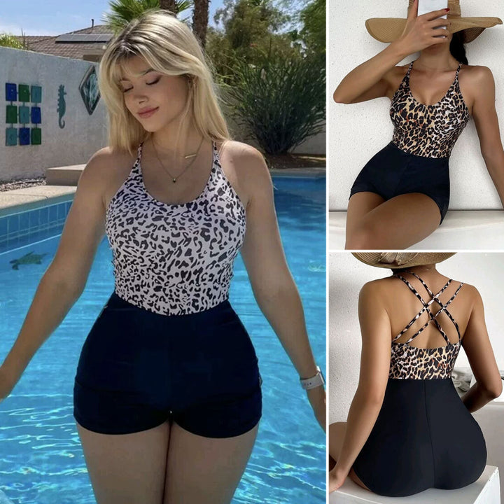 Ladies sporty swimsuit with stylish leopard pattern Mune Fashion