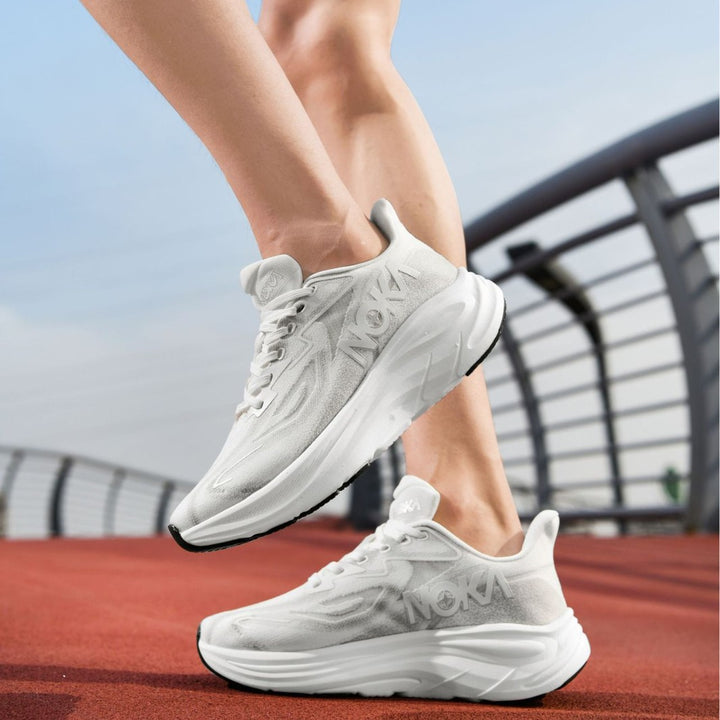 Unisex cushioned hollow core road running shoes with breathable knit upper and ergonomic platform midsole Mune Fashion