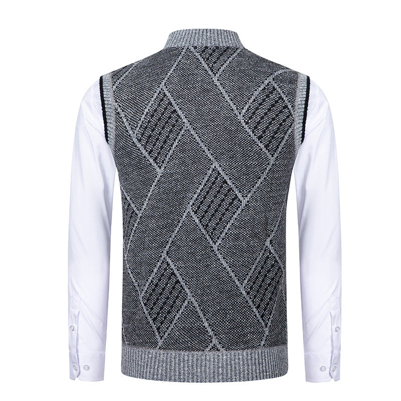 Men's elegant knitted vest with zipper and stand-up collar Mune Fashion