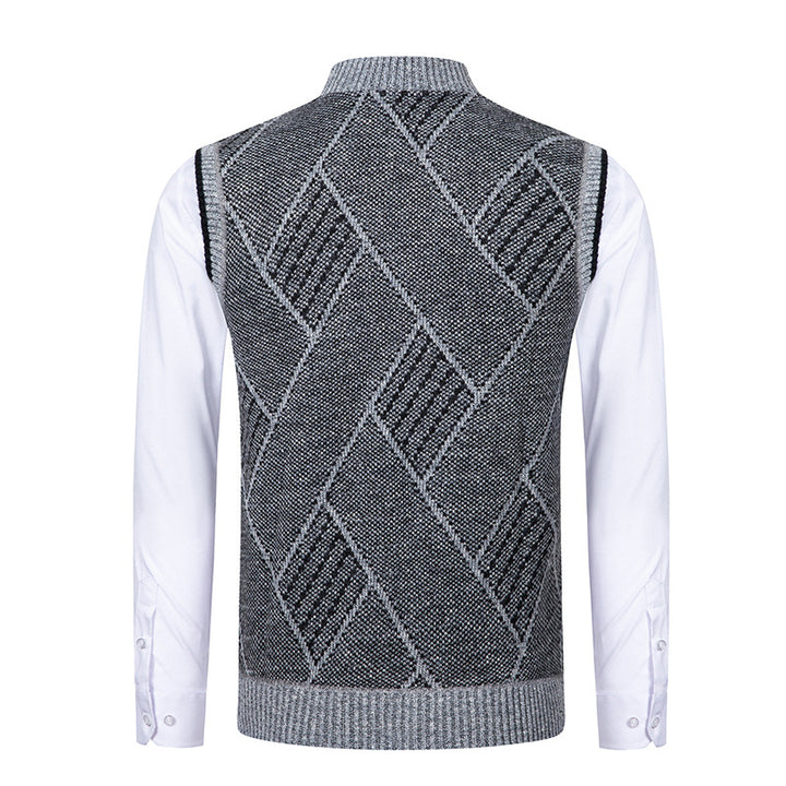 Men's elegant knitted vest with zipper and stand-up collar Mune Fashion