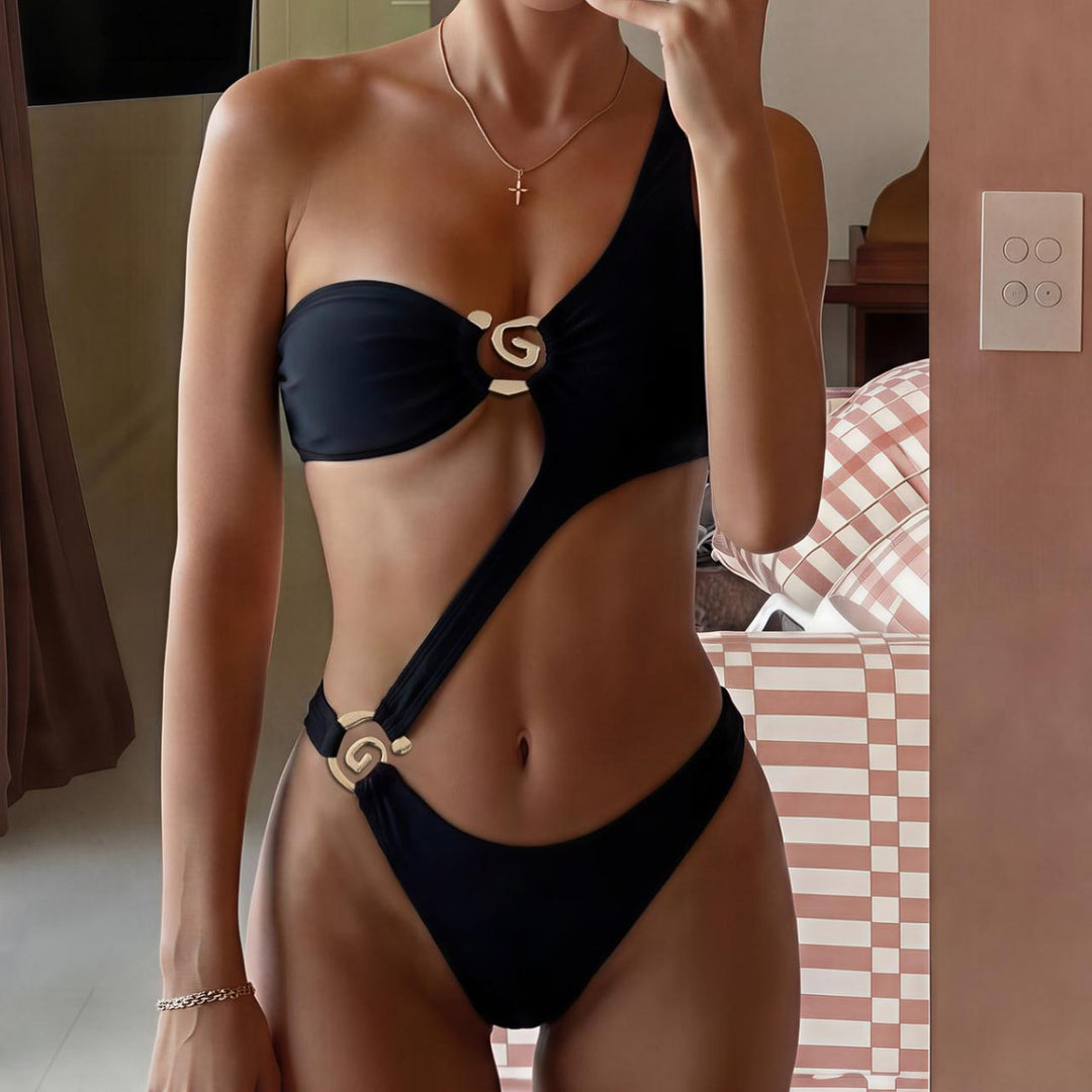 Ladies Monokini with asymmetrical design and elegant draping Mune Fashion