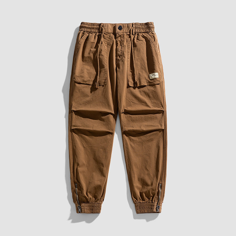 Men's Relaxed-Fit Cargo Jogger with Drawstring Waist, Knee Pleats and Zip Cuffs Mune Fashion