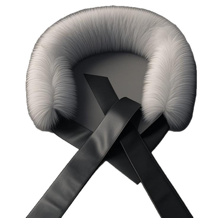Women Removable Faux Fur Collar with Faux Leather Ties Mune Fashion