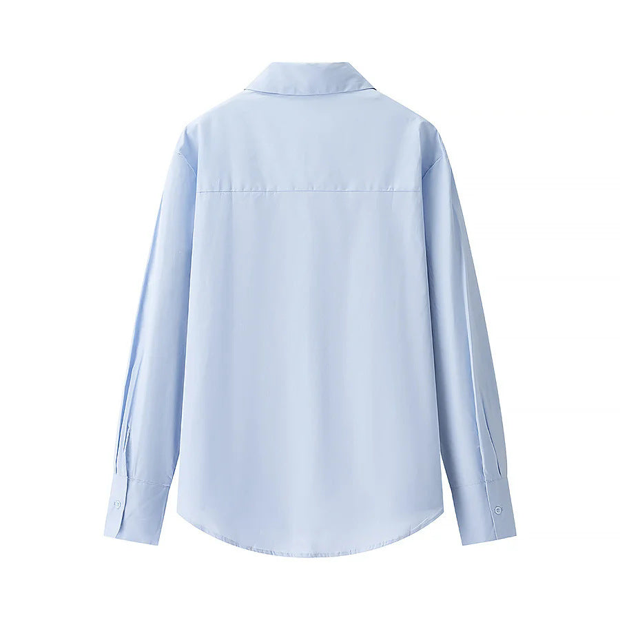 Women's ruffled cotton blend blouse, long-sleeved and slightly oversized Mune Fashion