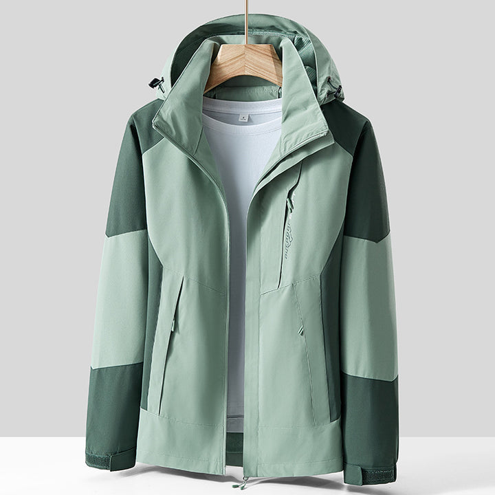 Unisex Breathable Softshell Outdoor Jacket in Colorblock Design with Adjustable Hood and Concealed Two-Way Zipper Mune Fashion