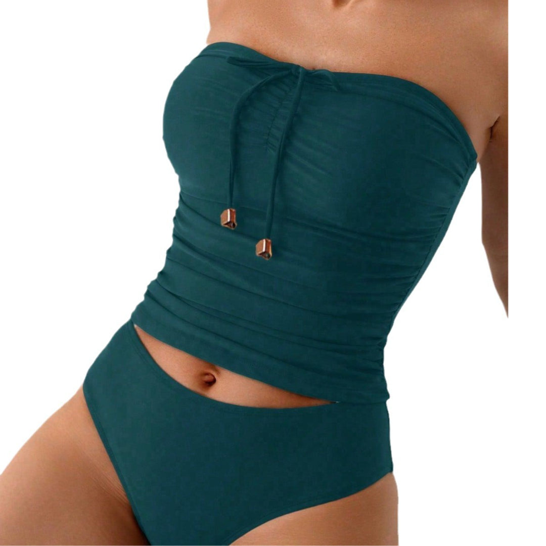 Women's Bandeau Bikini with Ruffle and Cut-Out Design Mune Fashion