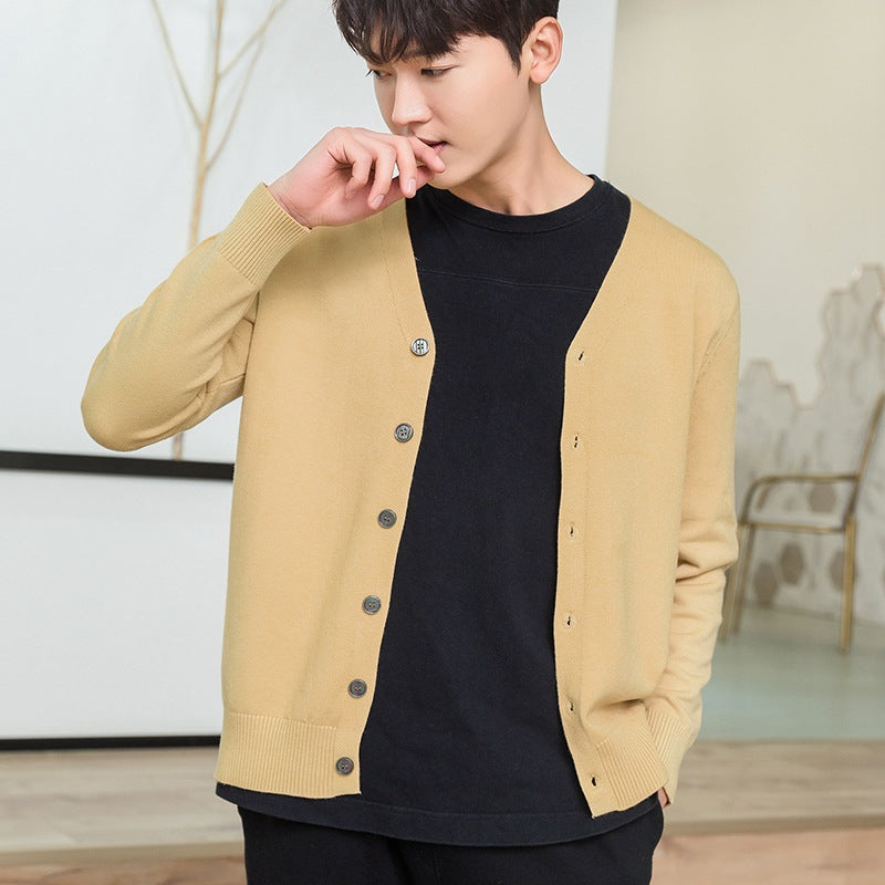 Men's fine V-neck cardigan made of lightweight fine knit with ribbed hem Mune Fashion
