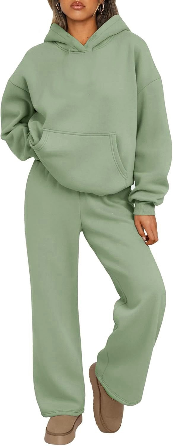 Women's Cozy Loungewear Set with oversized hoodie, kangaroo pocket and wide palazzo jogging pants Mune Fashion