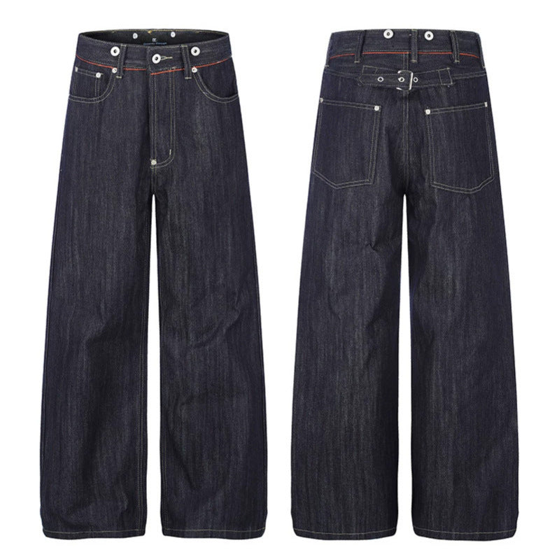 Women High-Cut Wide Denim Palazzo Jeans with Five-Pocket Cut Mune Fashion