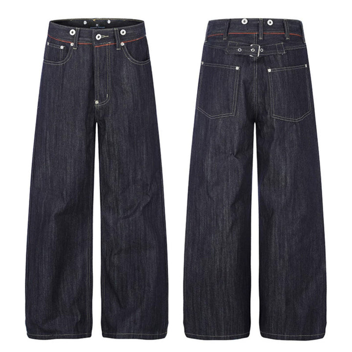 Women High-Cut Wide Denim Palazzo Jeans with Five-Pocket Cut Mune Fashion