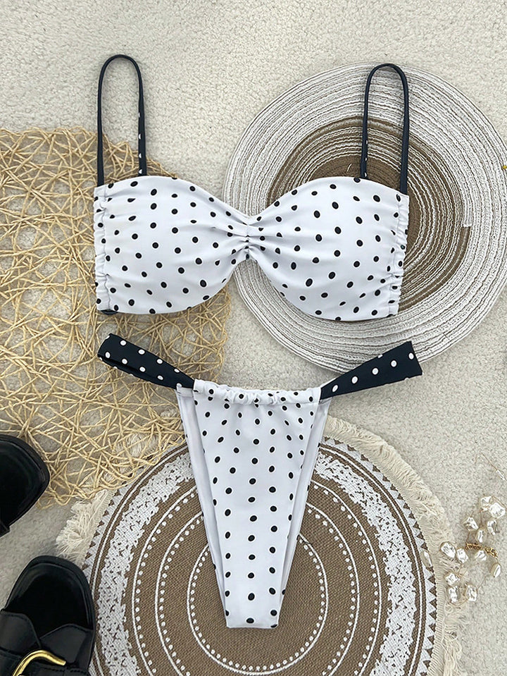 Women Triangle Bikini with elastic straps and knot detail Mune Fashion
