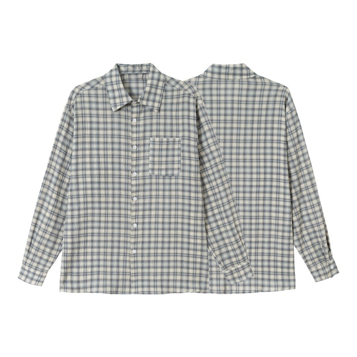 Unisex Check Relax Shirt in Oversized Look with Chest Patch and Soft-Touch Cotton Blend