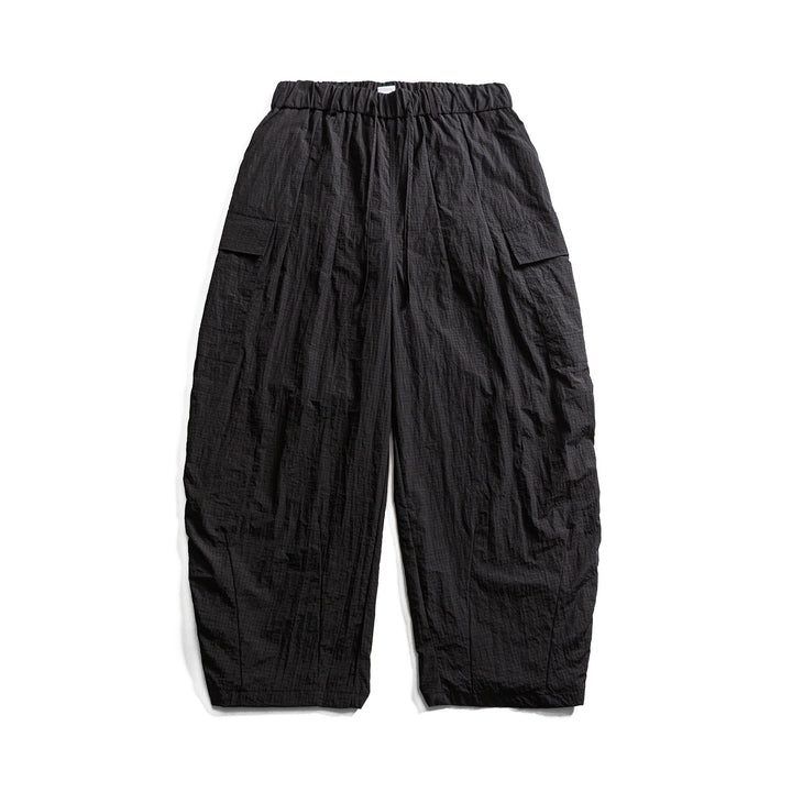 Men's Lightweight Crinkle-Effect Cargo Jogging Pants with Elastic Waistband and Drawstring Mune Fashion