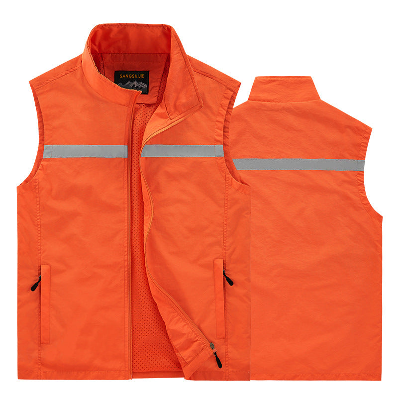 Men's wind and water-repellent reflective work vest with mesh inner lining and zip pockets Mune Fashion