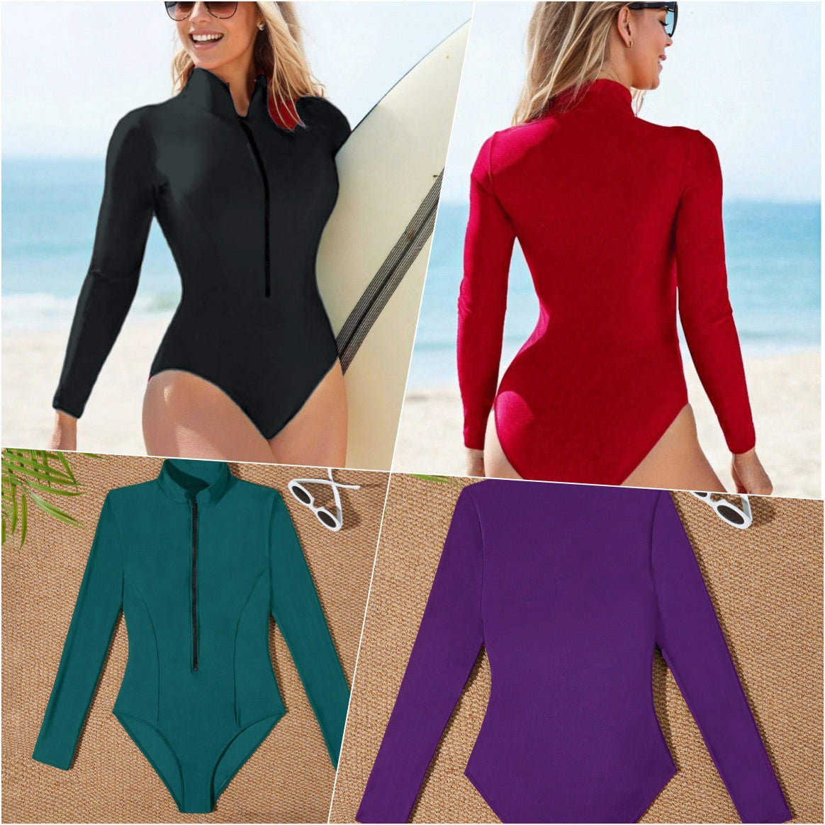Women's Surf Suit with Long Sleeve and High Collar Mune Fashion