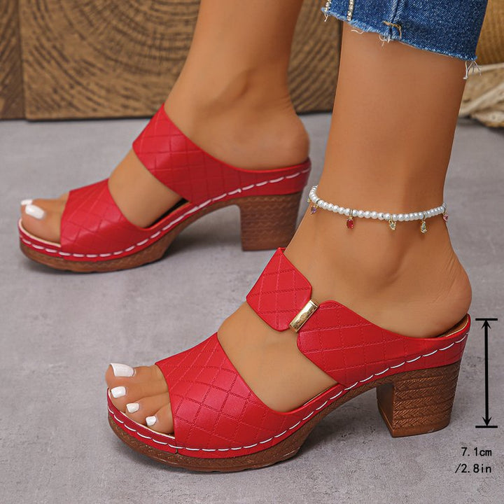 Women  elegant block heel sandal with padded comfort footbed and adjustable ankle strap Mune Fashion