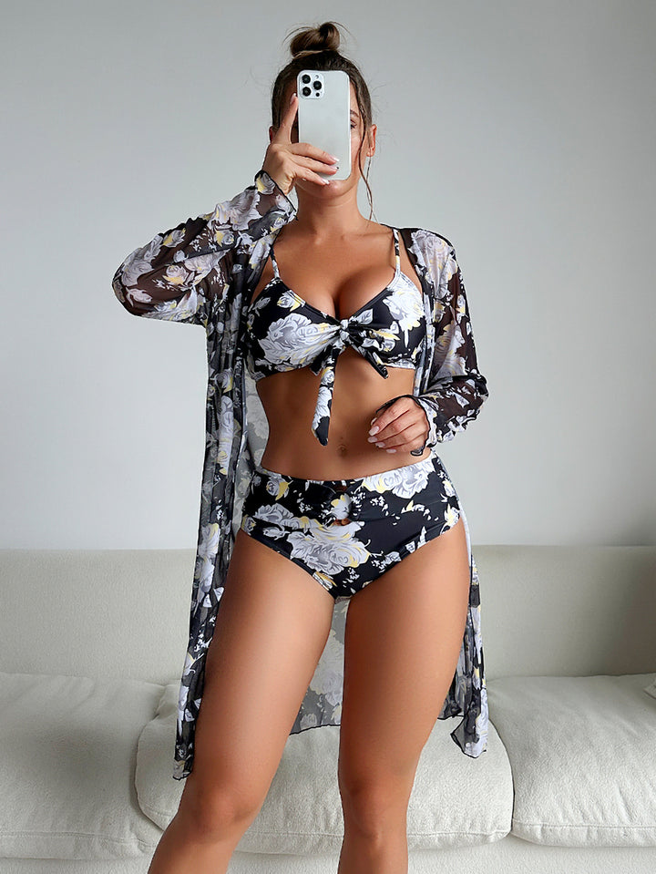 Women’s bikini set with floral design and matching beach cover-up Mune Fashion
