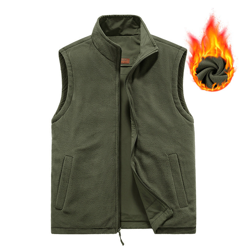 Men's thermo fleece vest with warming inner lining, wind-resistant outer shell, and stand-up collar Mune Fashion