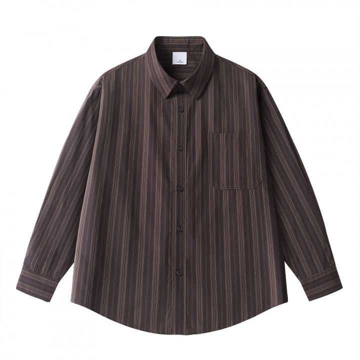 Unisex Oversize-Longsleeve Shirt in boxy cut with fine vertical structure and chest pocket Mune Fashion