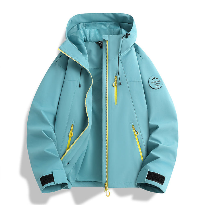 Women Lightweight Waterproof Hooded Jacket with Teddy Charm and Concealed Zipper Pockets Mune Fashion