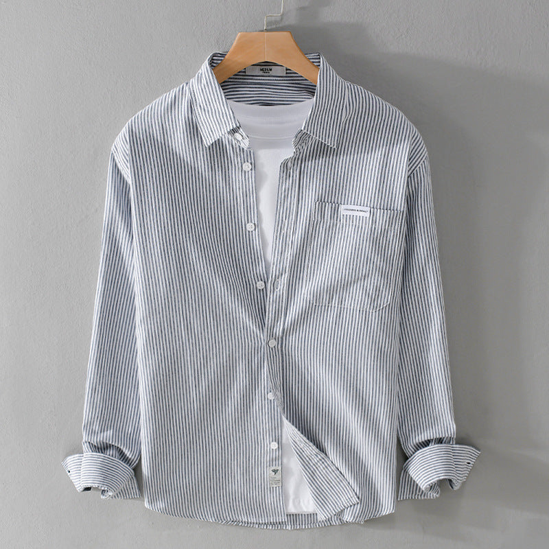 Men's Fine Cord Shirt in Overshirt Style with Chest Pocket, Relaxed Fit and Fine Wave Texture Mune Fashion