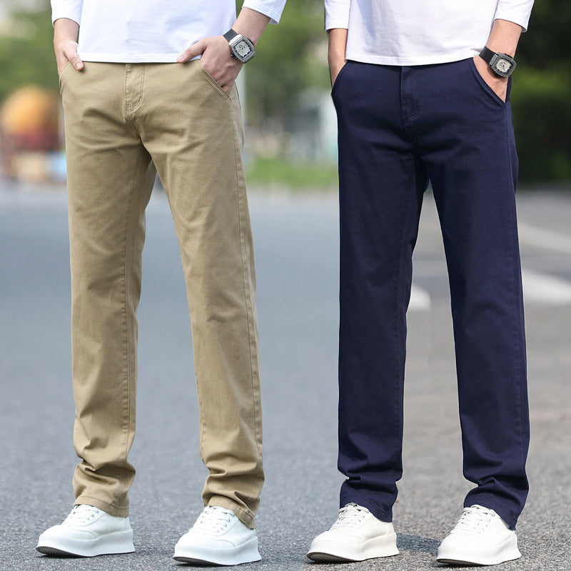 Men's Slim Fit Stretch Pants with Elastic Waistband and Straight Leg Mune Fashion
