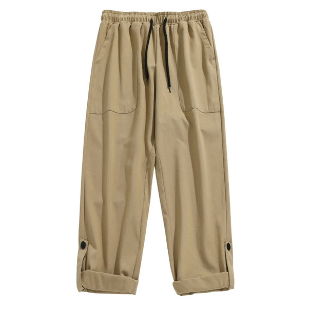 Unisex locker cut cotton mix leisure pants with elastic waistband, drawstring and patch pockets Mune Fashion