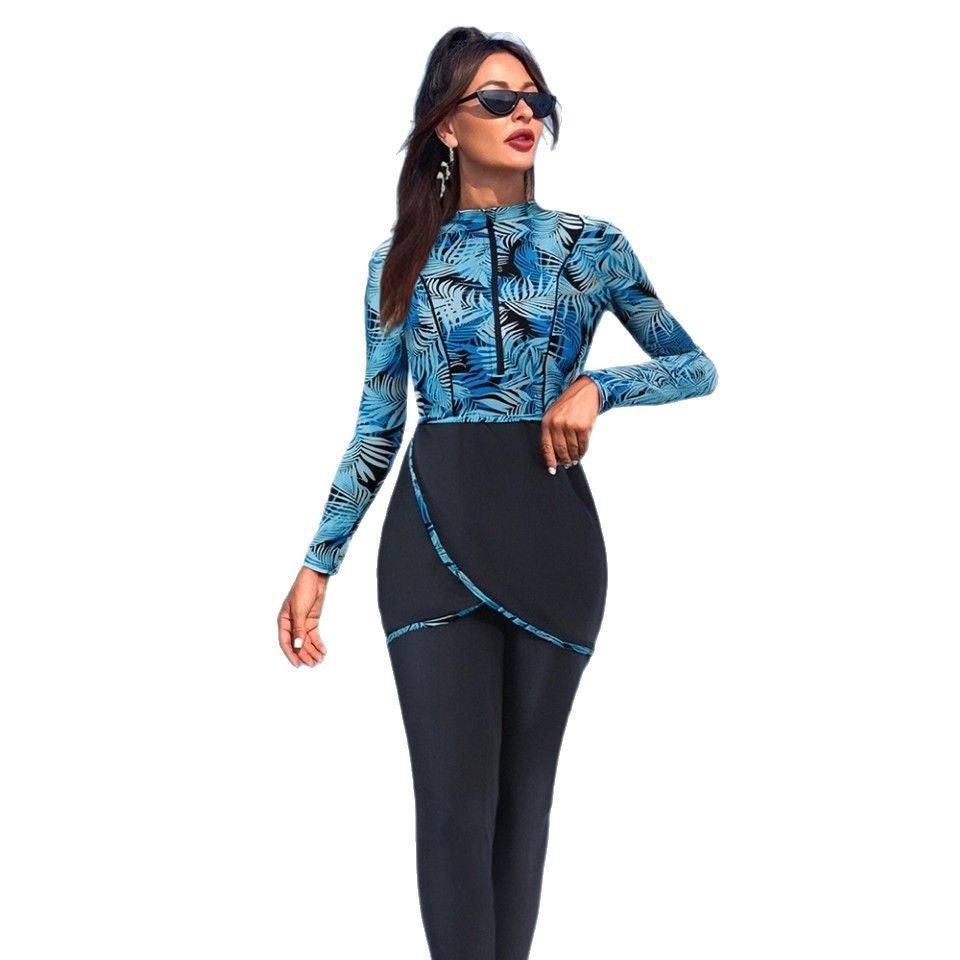 Ladies Elegant Surf Suit with Long Sleeve and Wrap Skirt Mune Fashion