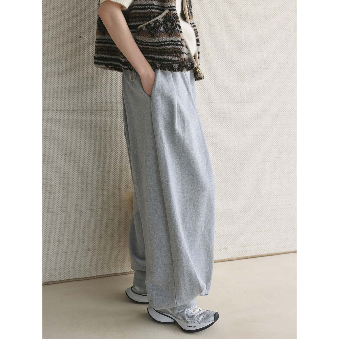 Women Extra Wide Sweat Palazzo Pants made of French Terry with Drawstring
